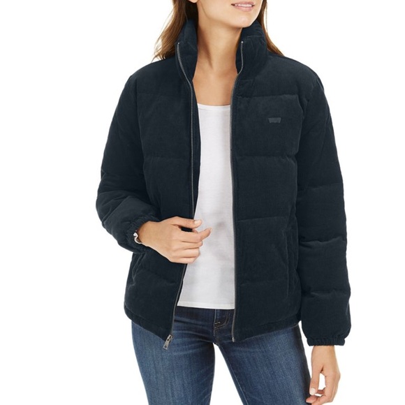 NWT LEVIS WINTER PUFFER BLACK CORDUROY SMALL JACKET NEW NWT - Picture 1 of 9